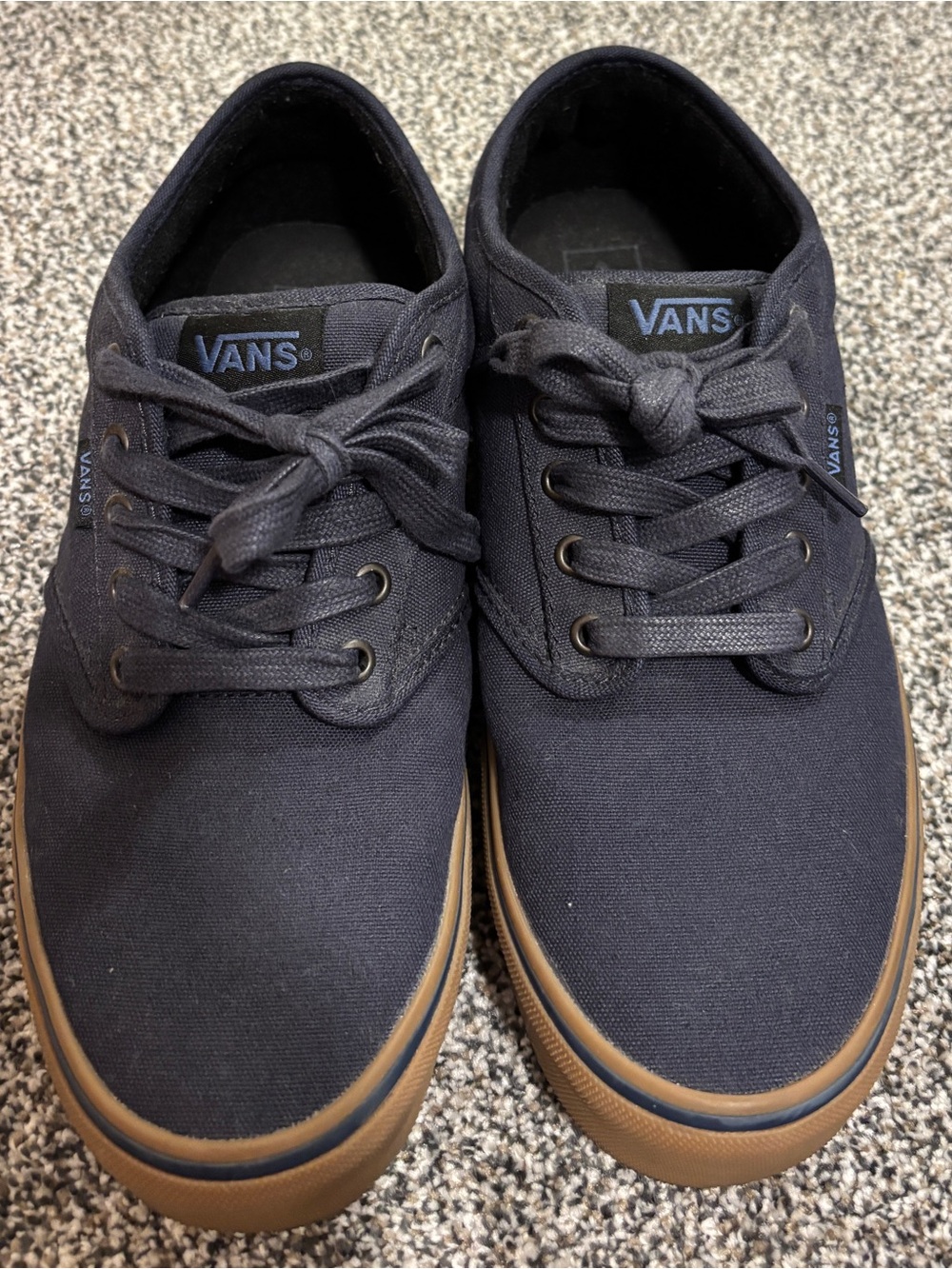 Vans Navy Atwood Canvas Sneakers with Gum sole 10.5
